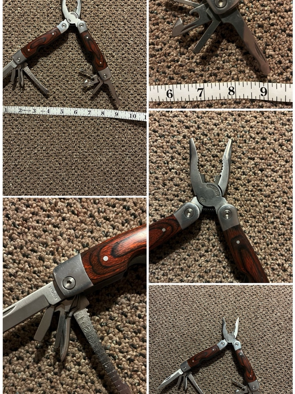 Multi-Tool Pliers with Wood-Grain Handle - Brown